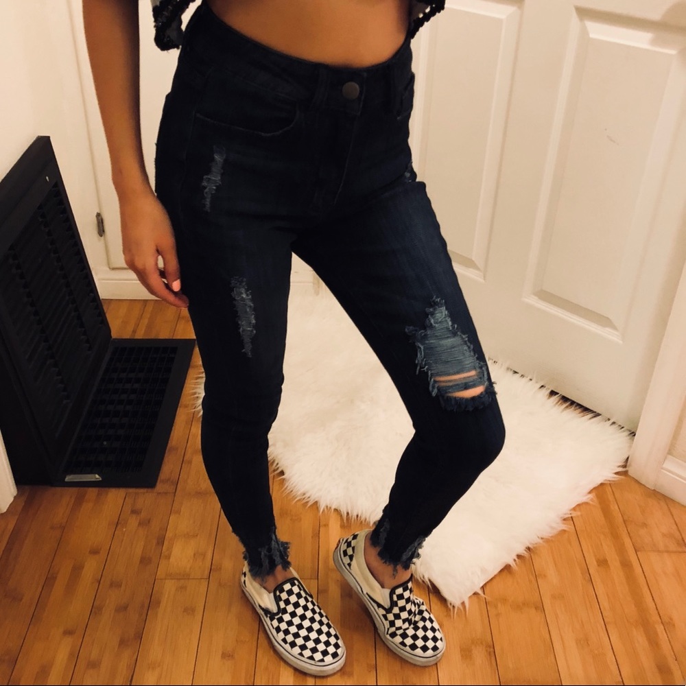🔥 SALE Dark Ripped Denim Jeans